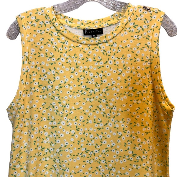 Bobeau Yellow Floral Double  Split Tank Midi Dress - Picture 2 of 9